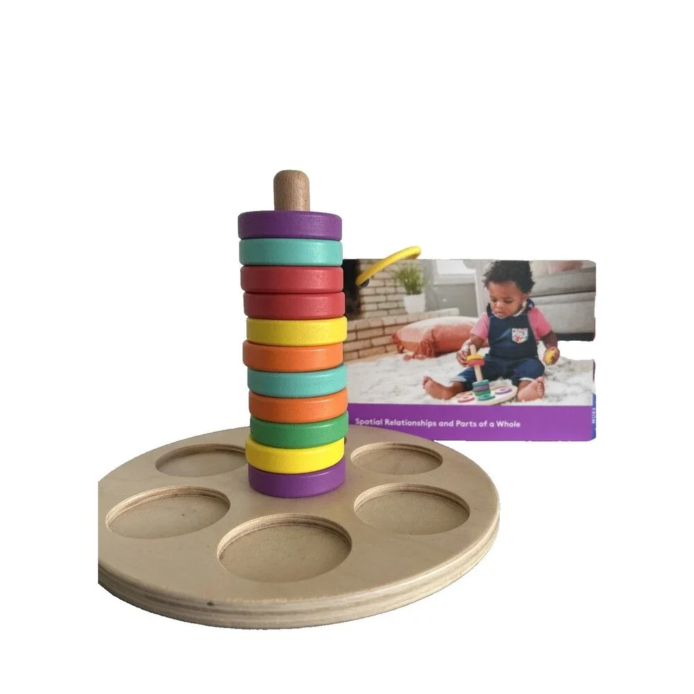 LOVEVERY Wooden Flexible 11 Ring Stacker Babbler Kit 13-15M & Play Guide
